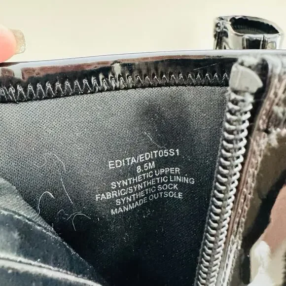 Steve Madden Edita Black Patent Leather Bedazzled Booties Women’s Size 8.5 - Picture 8 of 10